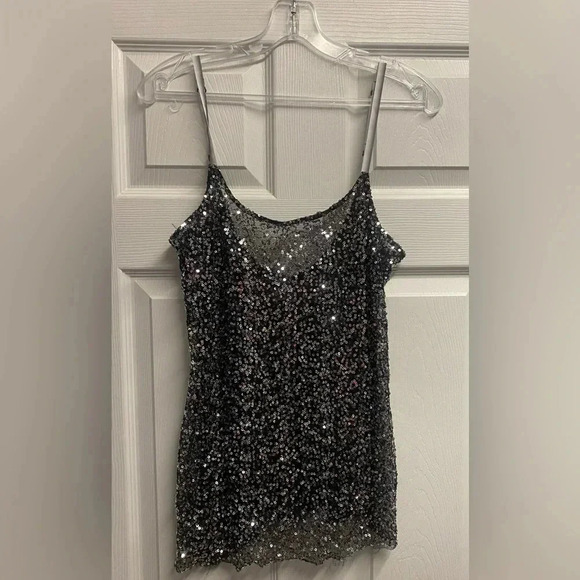 Intimately Free People Sheer Sequin Tank Top W/ Adjustable Straps Size Large - Picture 1 of 4